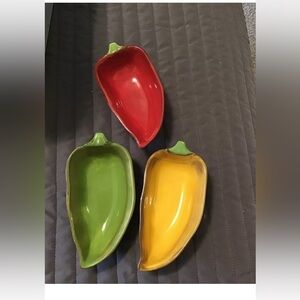 Pacific Island Creations Ceramic Chili Pepper Serving Condiment Salsa Dishes